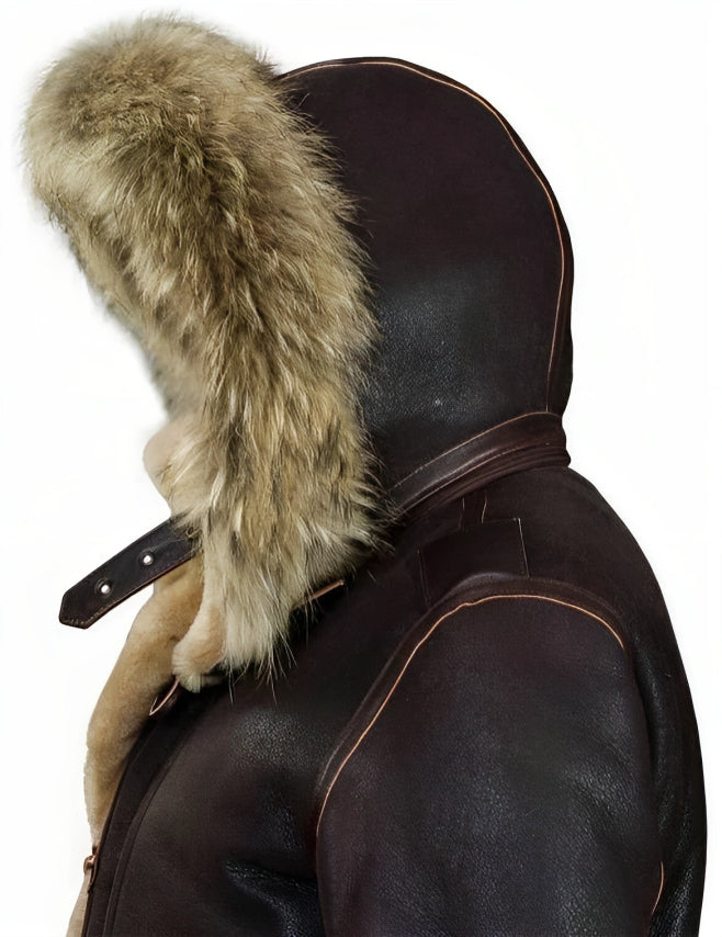 GlacierLine - Herren warme Leder- und Pelzjacke