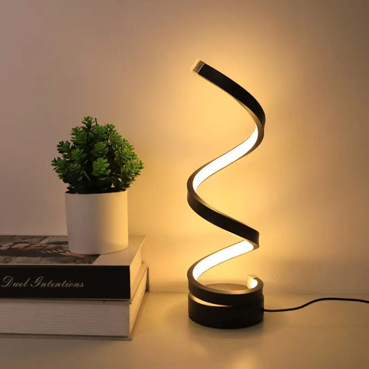 Moderne Spiral-LED-Tischlampe mit dimmbarer Beleuchtung