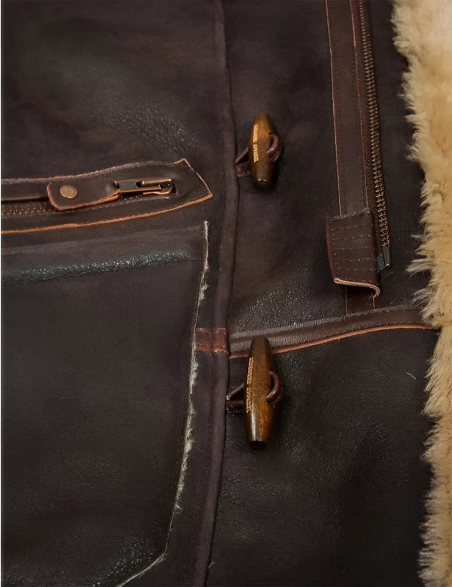 GlacierLine - Herren warme Leder- und Pelzjacke