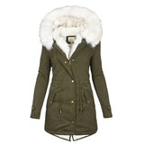 Elina - Lange und elegante Winterjacke mit Kapuze und Pelzkragen