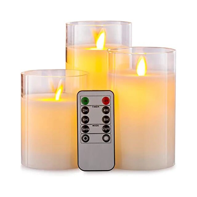 Flammenlose LED Kerzen Set mit Fernbedienung - 3 Stück
