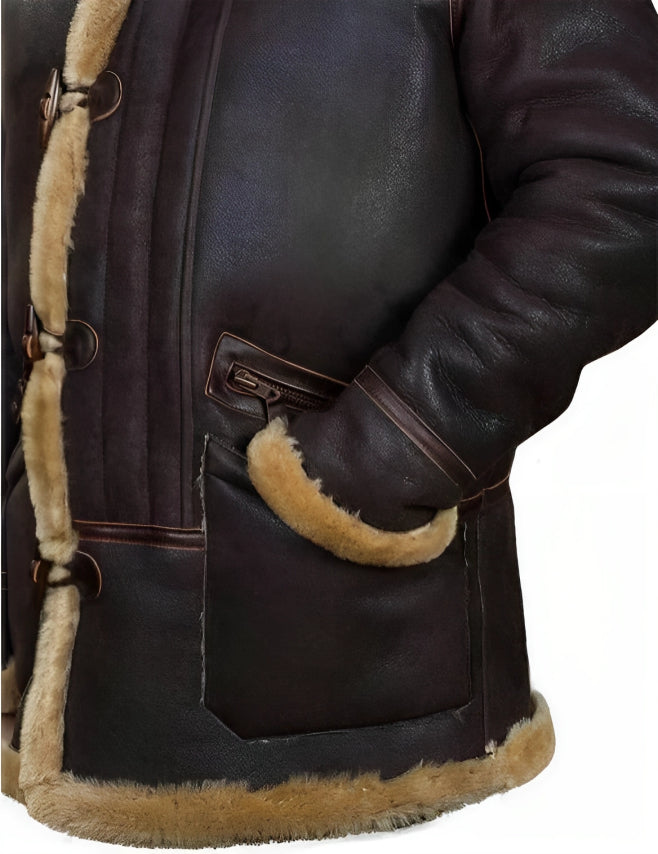 GlacierLine - Herren warme Leder- und Pelzjacke