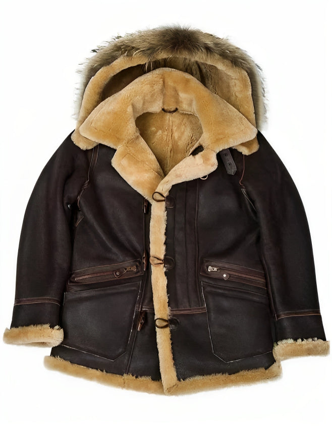 GlacierLine - Herren warme Leder- und Pelzjacke