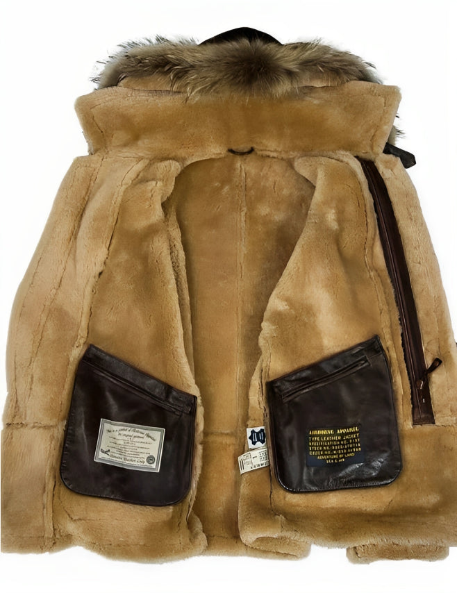GlacierLine - Herren warme Leder- und Pelzjacke