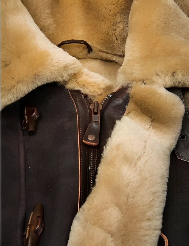 GlacierLine - Herren warme Leder- und Pelzjacke