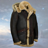 GlacierLine - Herren warme Leder- und Pelzjacke