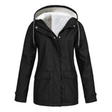RainCouture - Mittellanger wasserdichter Mantel mit Fleece-Futter