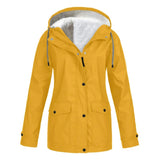 RainCouture - Mittellanger wasserdichter Mantel mit Fleece-Futter