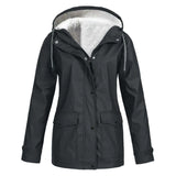 RainCouture - Mittellanger wasserdichter Mantel mit Fleece-Futter