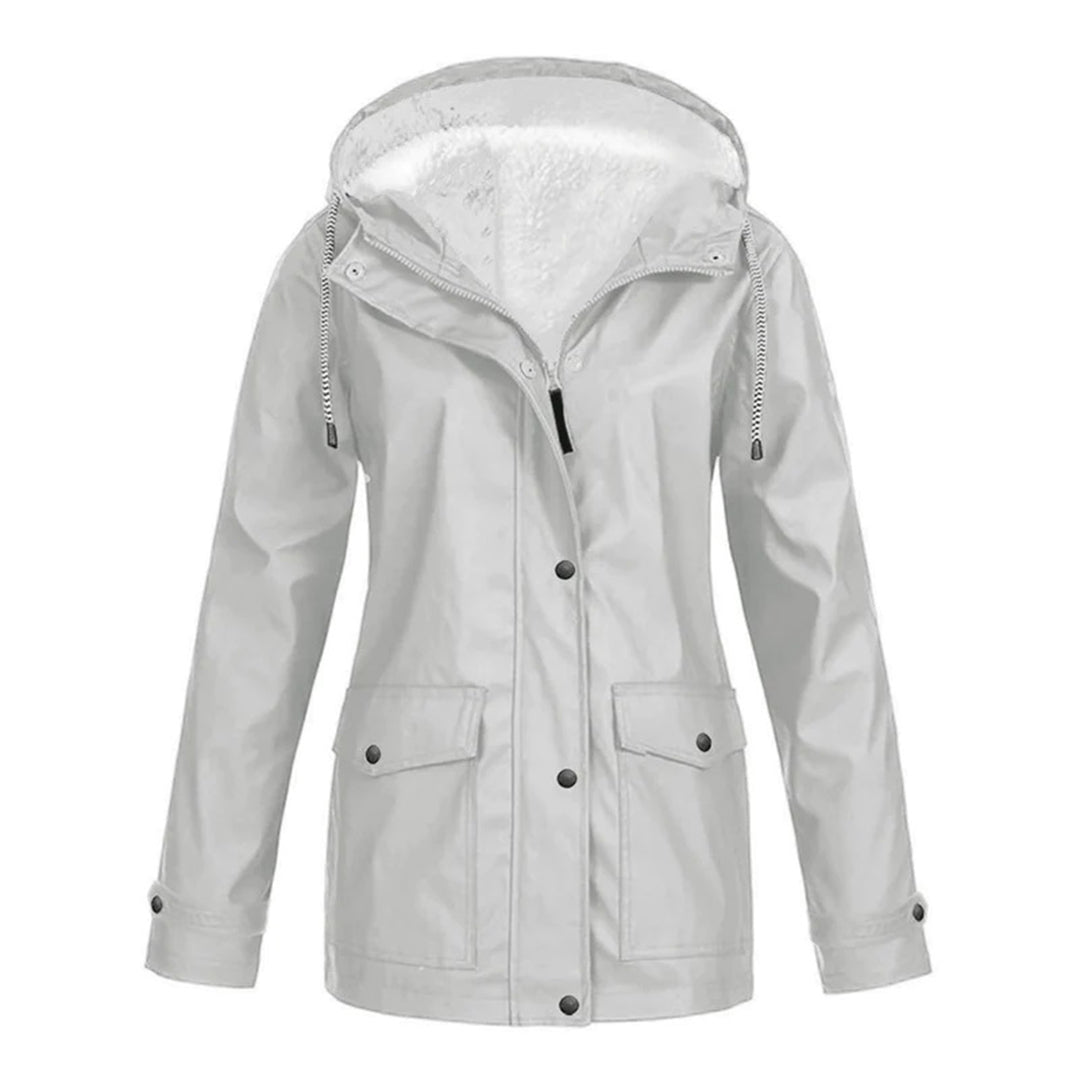 RainCouture - Mittellanger wasserdichter Mantel mit Fleece-Futter