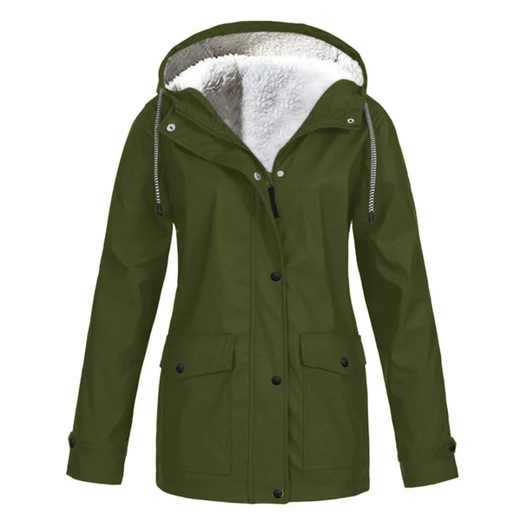 RainCouture - Mittellanger wasserdichter Mantel mit Fleece-Futter