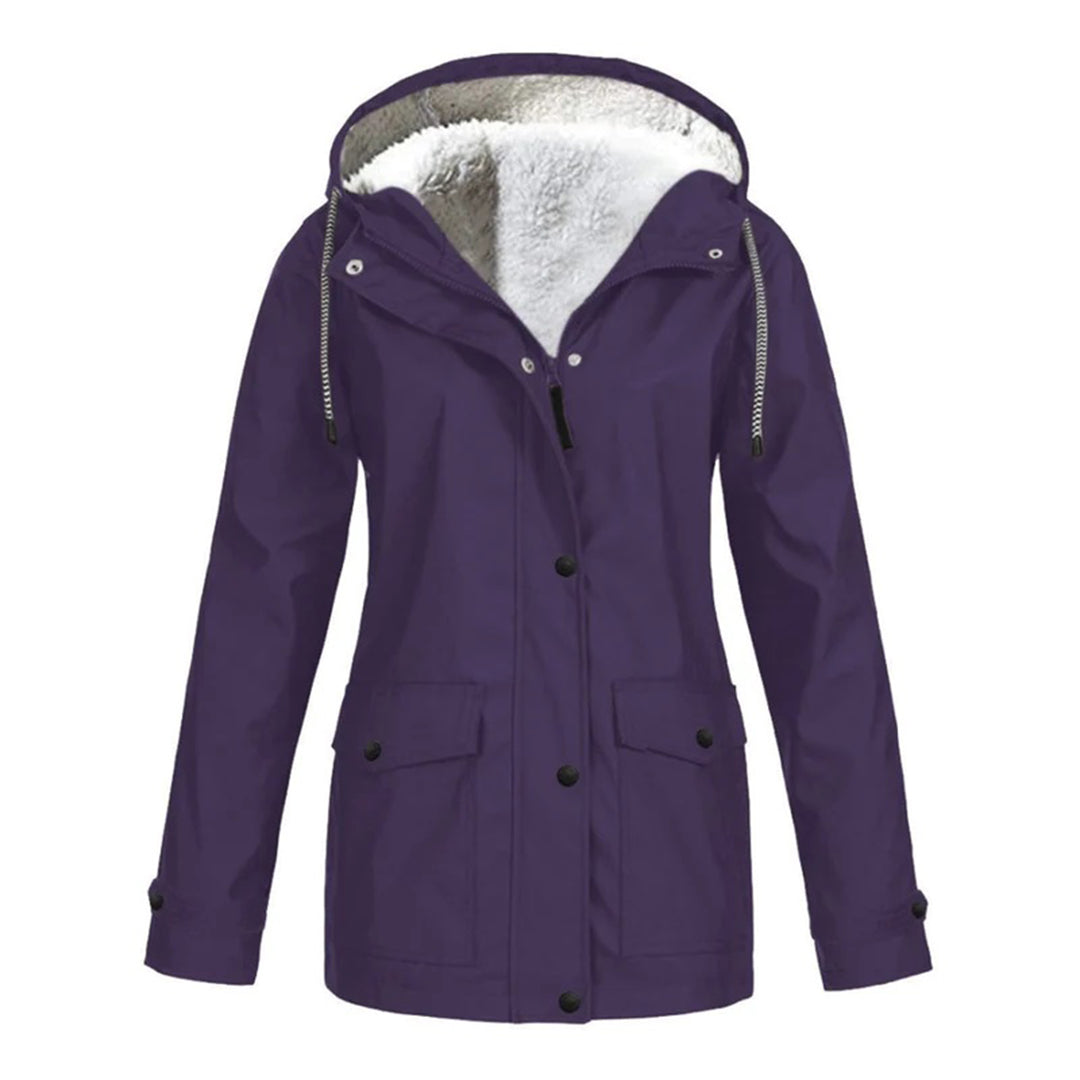 RainCouture - Mittellanger wasserdichter Mantel mit Fleece-Futter