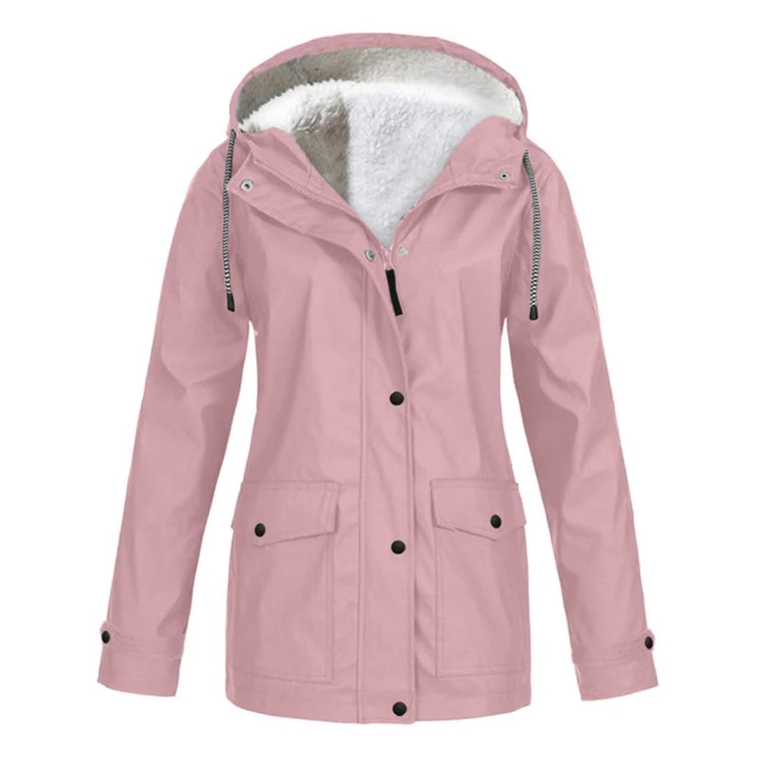 RainCouture - Mittellanger wasserdichter Mantel mit Fleece-Futter