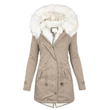 Elina - Lange und elegante Winterjacke mit Kapuze und Pelzkragen