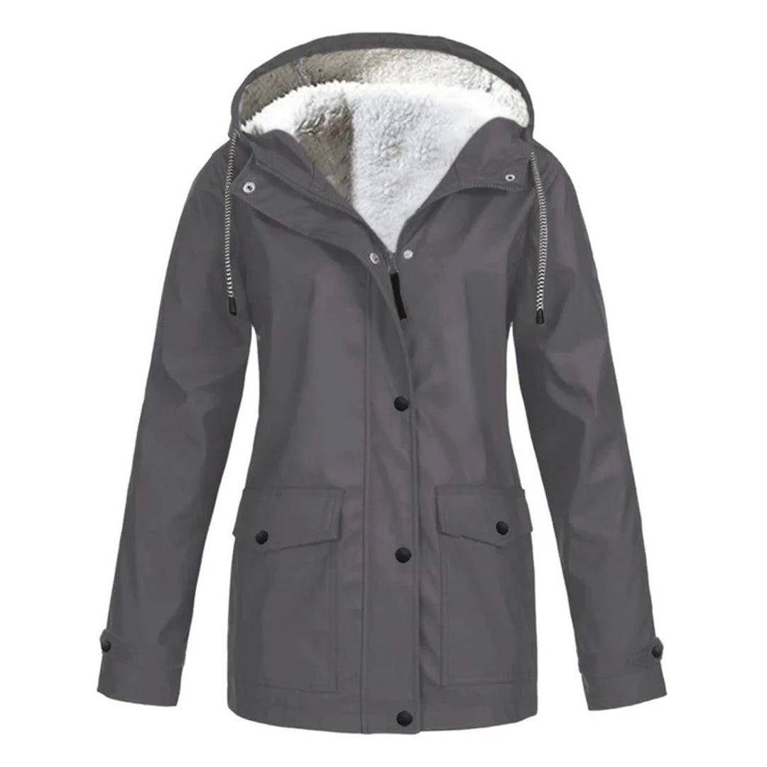 RainCouture - Mittellanger wasserdichter Mantel mit Fleece-Futter