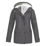 RainCouture - Mittellanger wasserdichter Mantel mit Fleece-Futter