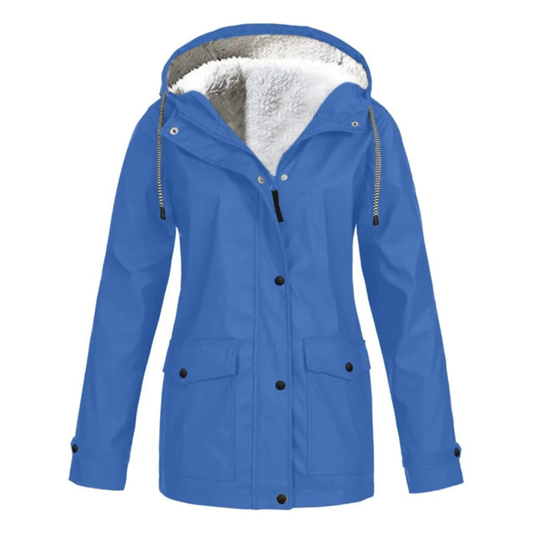 RainCouture - Mittellanger wasserdichter Mantel mit Fleece-Futter