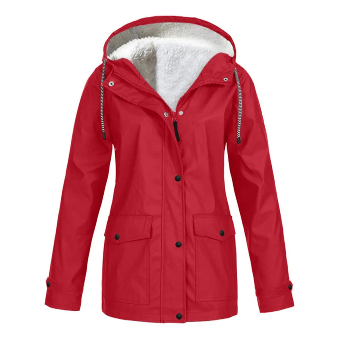 RainCouture - Mittellanger wasserdichter Mantel mit Fleece-Futter