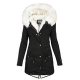 Elina - Lange und elegante Winterjacke mit Kapuze und Pelzkragen