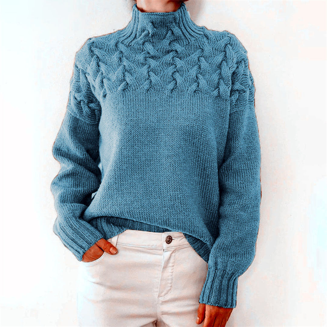Liora - Stylischer langer Strickpullover mit Kragen für Damen
