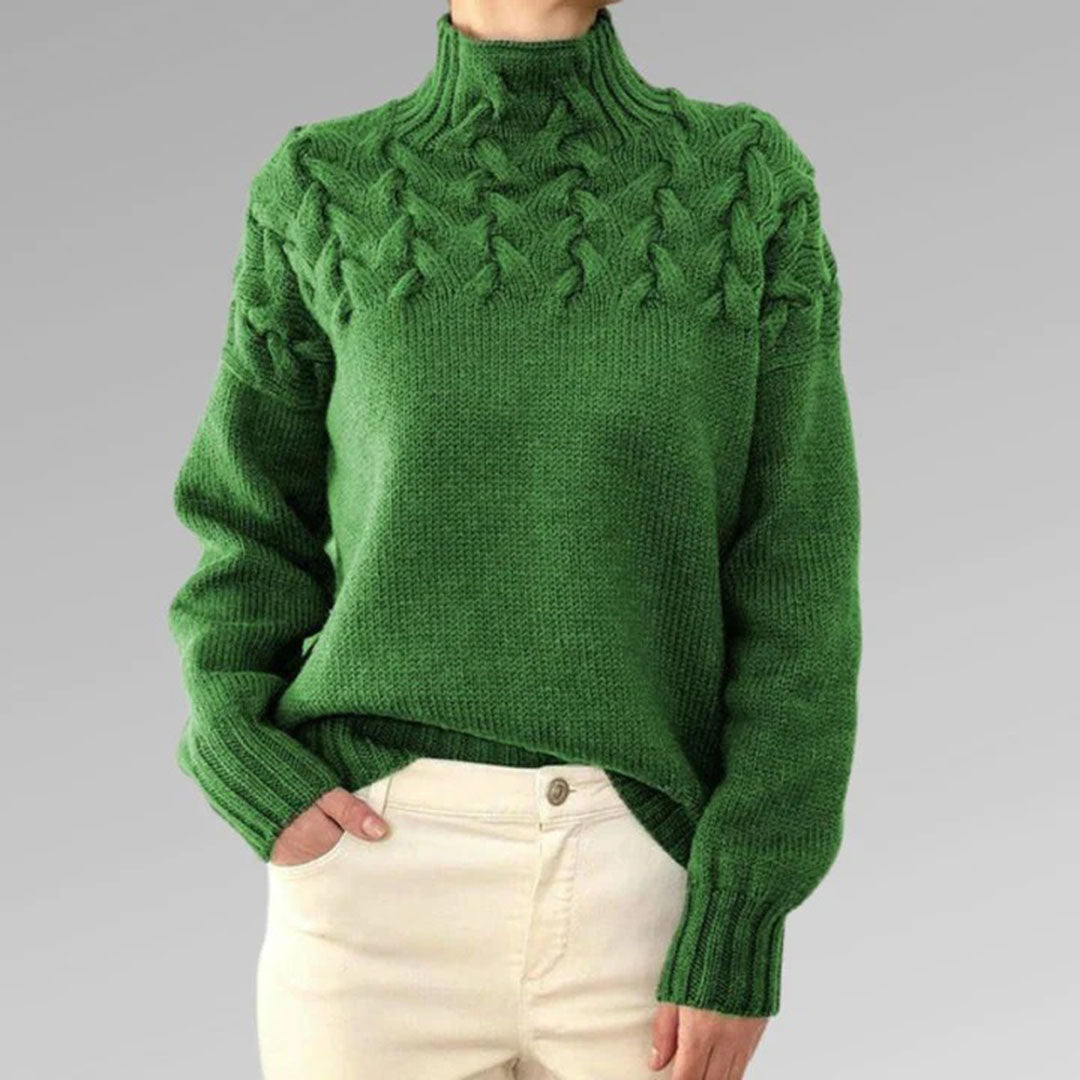 Liora - Stylischer langer Strickpullover mit Kragen für Damen