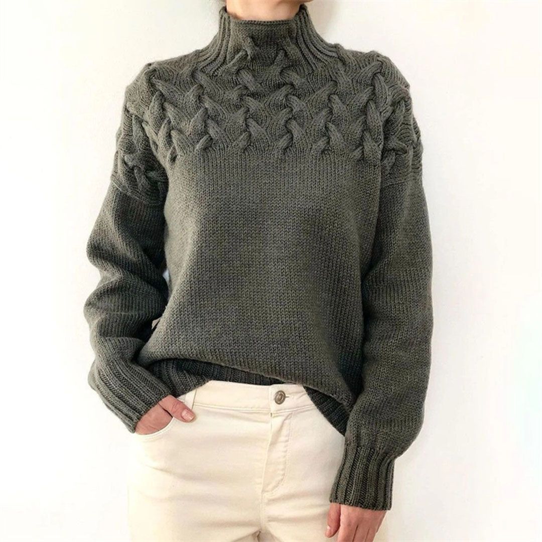 Liora - Stylischer langer Strickpullover mit Kragen für Damen