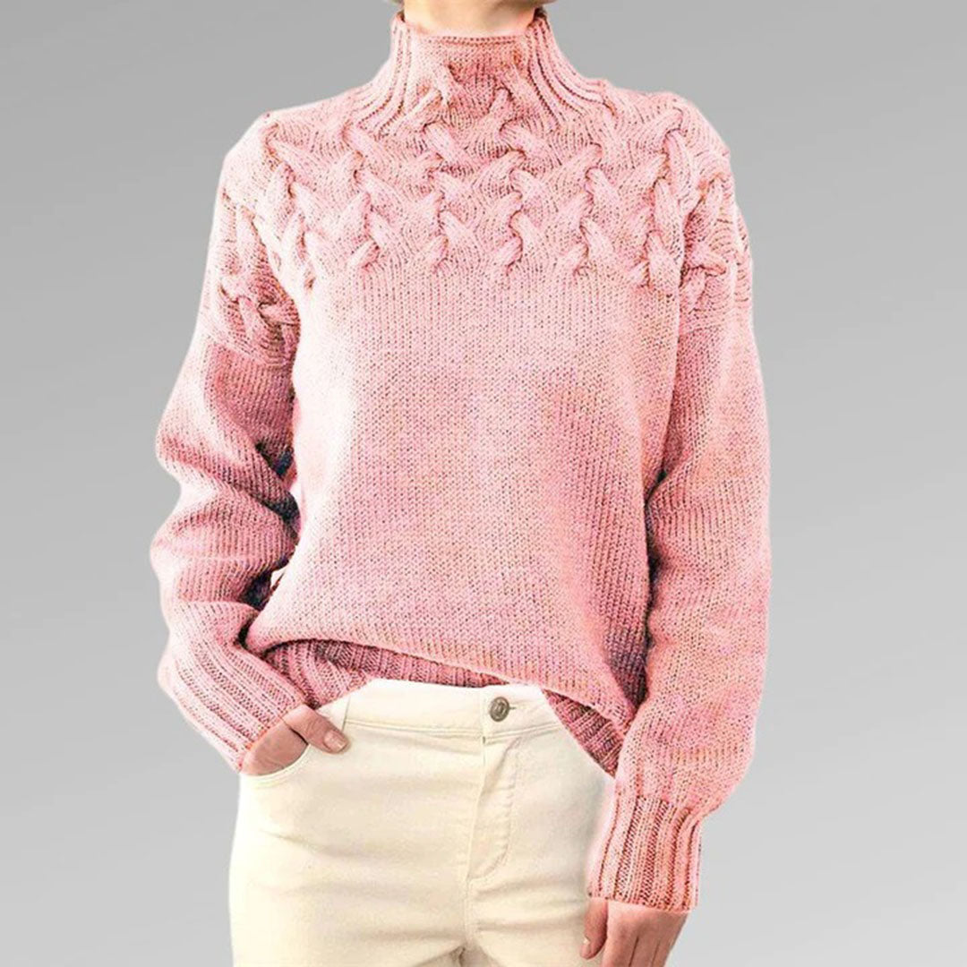Liora - Stylischer langer Strickpullover mit Kragen für Damen