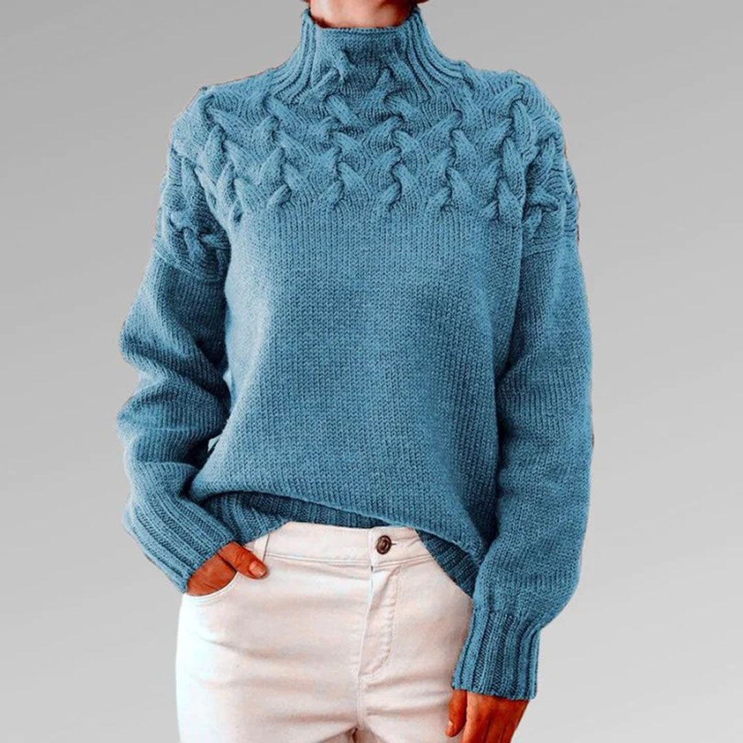 Liora - Stylischer langer Strickpullover mit Kragen für Damen