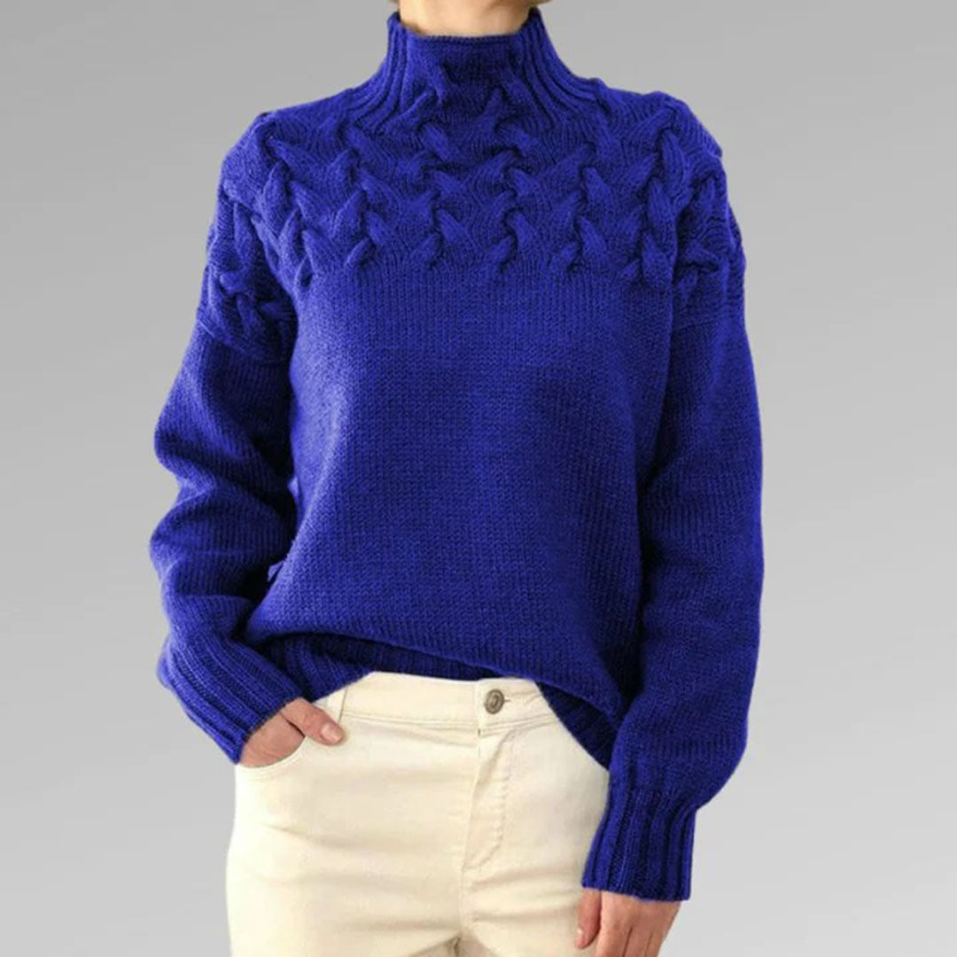 Liora - Stylischer langer Strickpullover mit Kragen für Damen