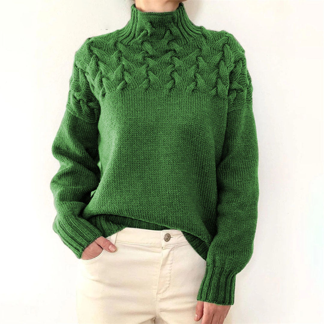 Liora - Stylischer langer Strickpullover mit Kragen für Damen