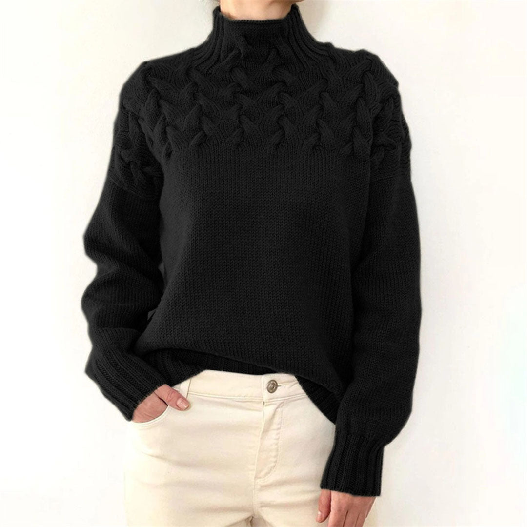 Liora - Stylischer langer Strickpullover mit Kragen für Damen