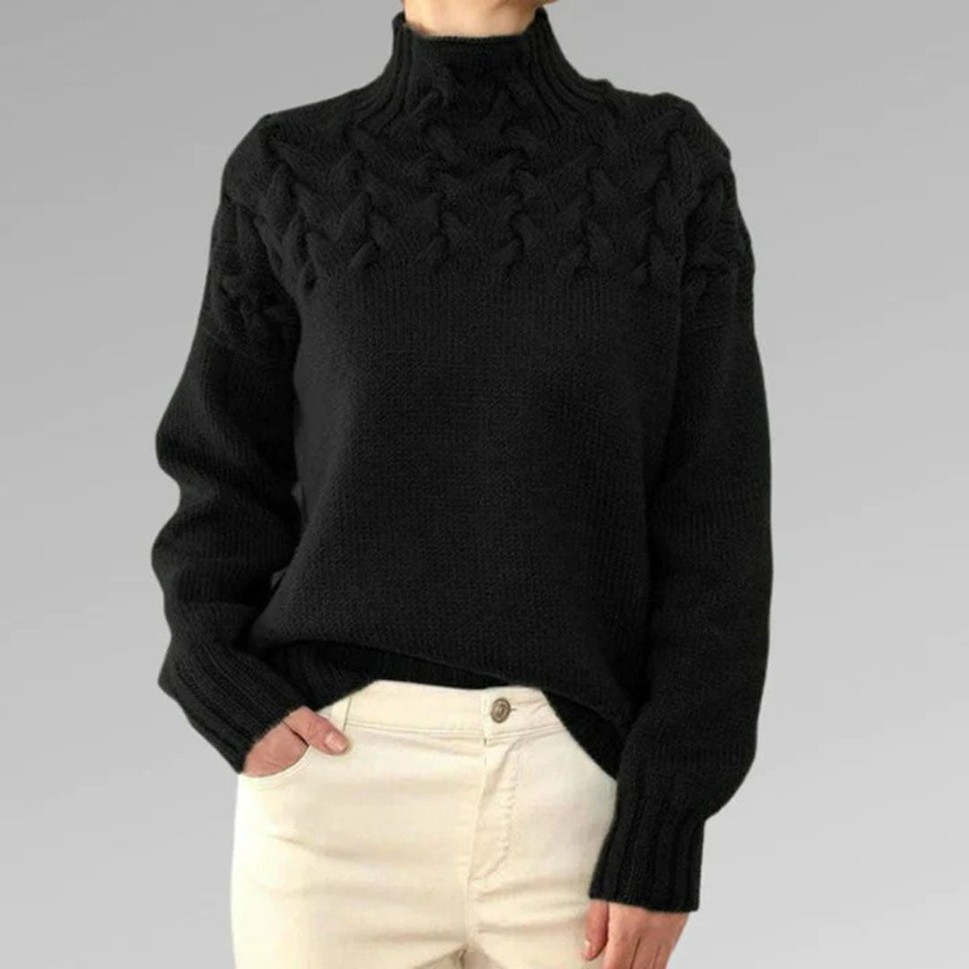 Liora - Stylischer langer Strickpullover mit Kragen für Damen
