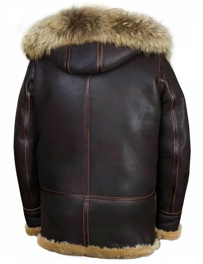 GlacierLine - Herren warme Leder- und Pelzjacke