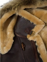 GlacierLine - Herren warme Leder- und Pelzjacke